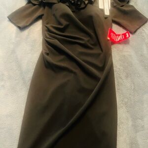 Xscape Black Ruffled Off-Shoulder Dress NWT